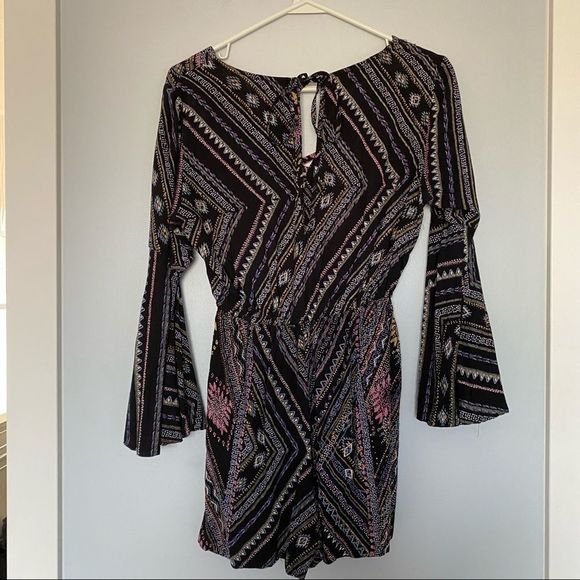 ANGIE Retro boho Style romper black S bell sleeve - Picture 2 of 9